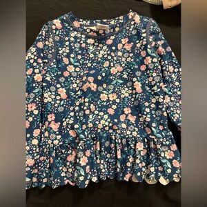 Ruffle Butts Blue Floral Kids rash guard